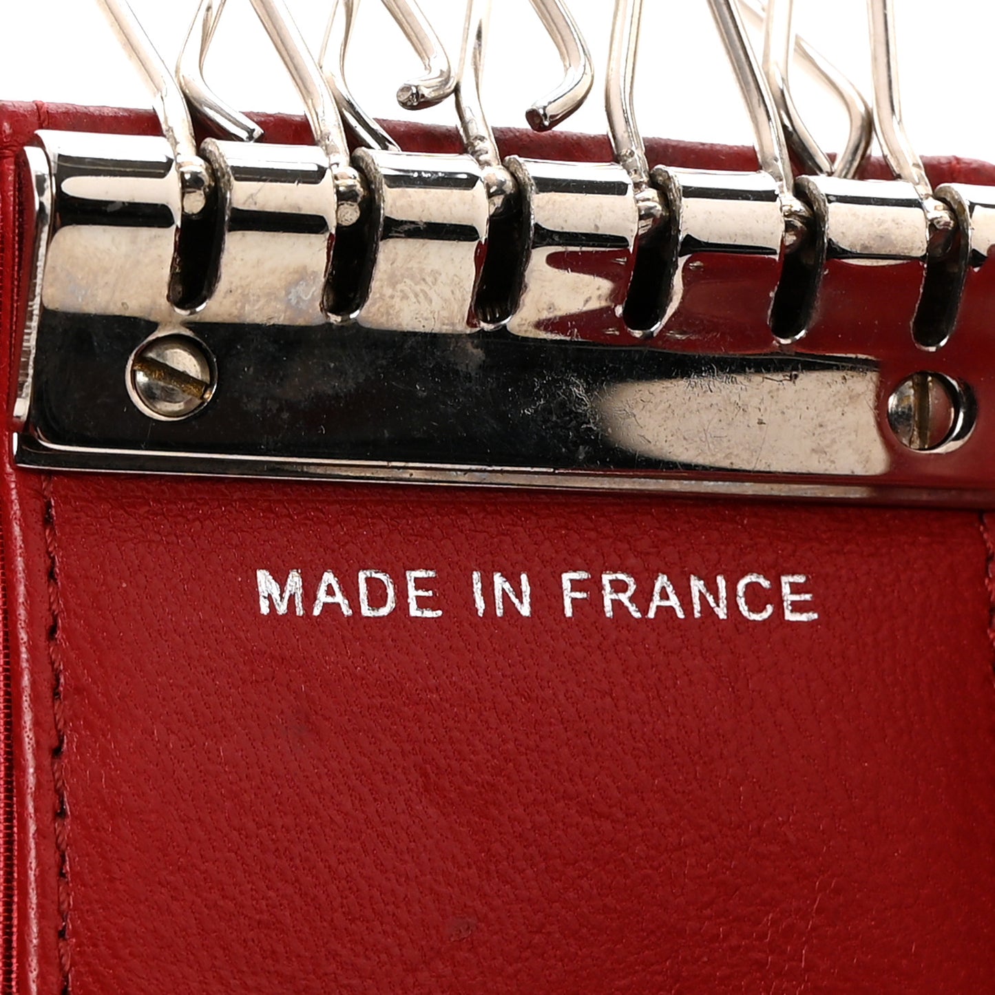 Lambskin Quilted 6 Key Holder Red