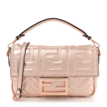 Fendi Vitello Laminato FF 1974 Embossed Mini Baguette Rame 1 of 10