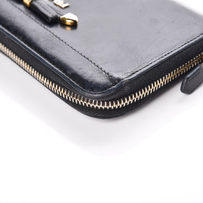 Prada Vitello Shine Bow Zip Around Wallet Black 10 of 12