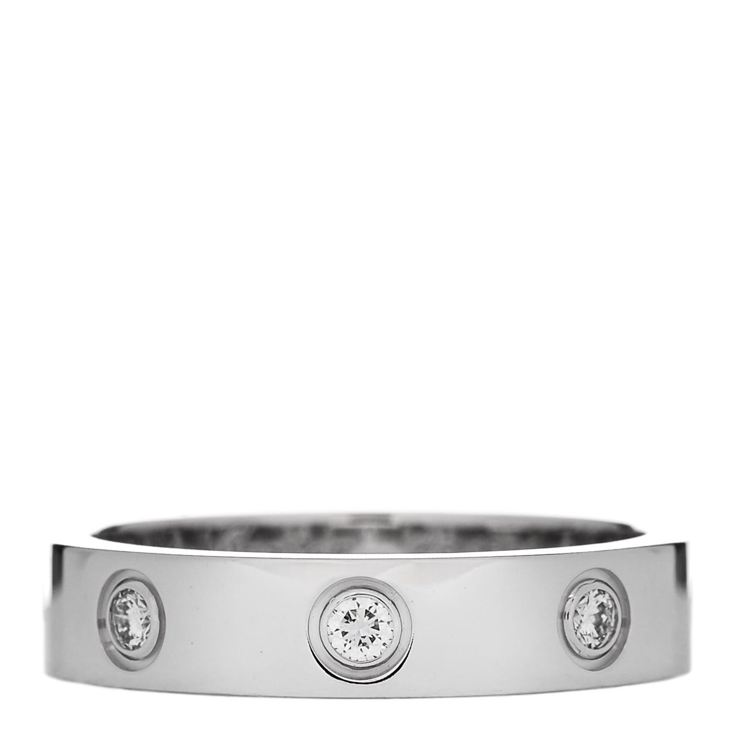 18K White Gold 8 Diamond 4mm Wedding Band LOVE Ring 51 5.75