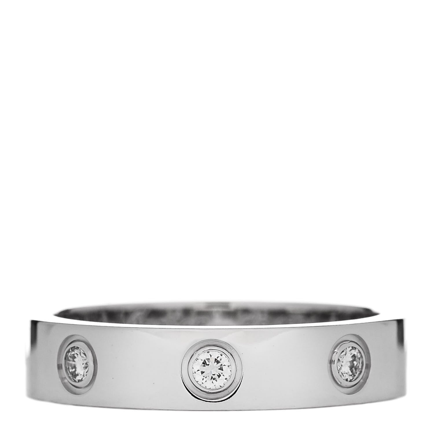 Cartier 18K White Gold 8 Diamond 4mm Wedding Band LOVE Ring 51 5.75 1 of 5