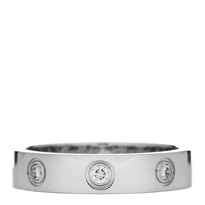 Cartier 18K White Gold 8 Diamond 4mm Wedding Band LOVE Ring 51 5.75 1 of 5