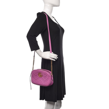 Gucci Calfskin Matelasse Small GG Marmont Chain Shoulder Bag Candy Mousse 2 of 11