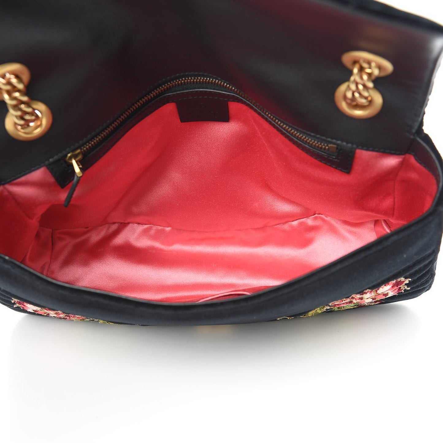 Velvet Matelasse Loved Embroidered Medium GG Marmont Shoulder Bag Black