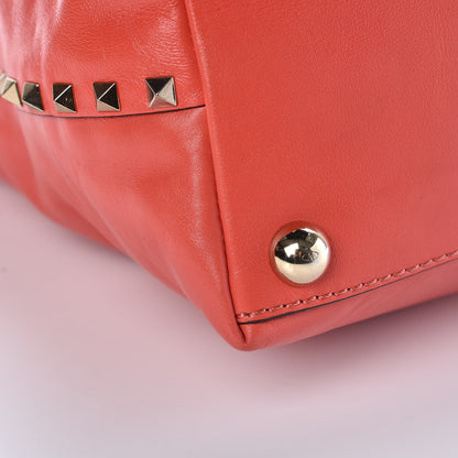 Valentino Garavani Vitello Rockstud Dome Satchel Deep Coral 14 of 16