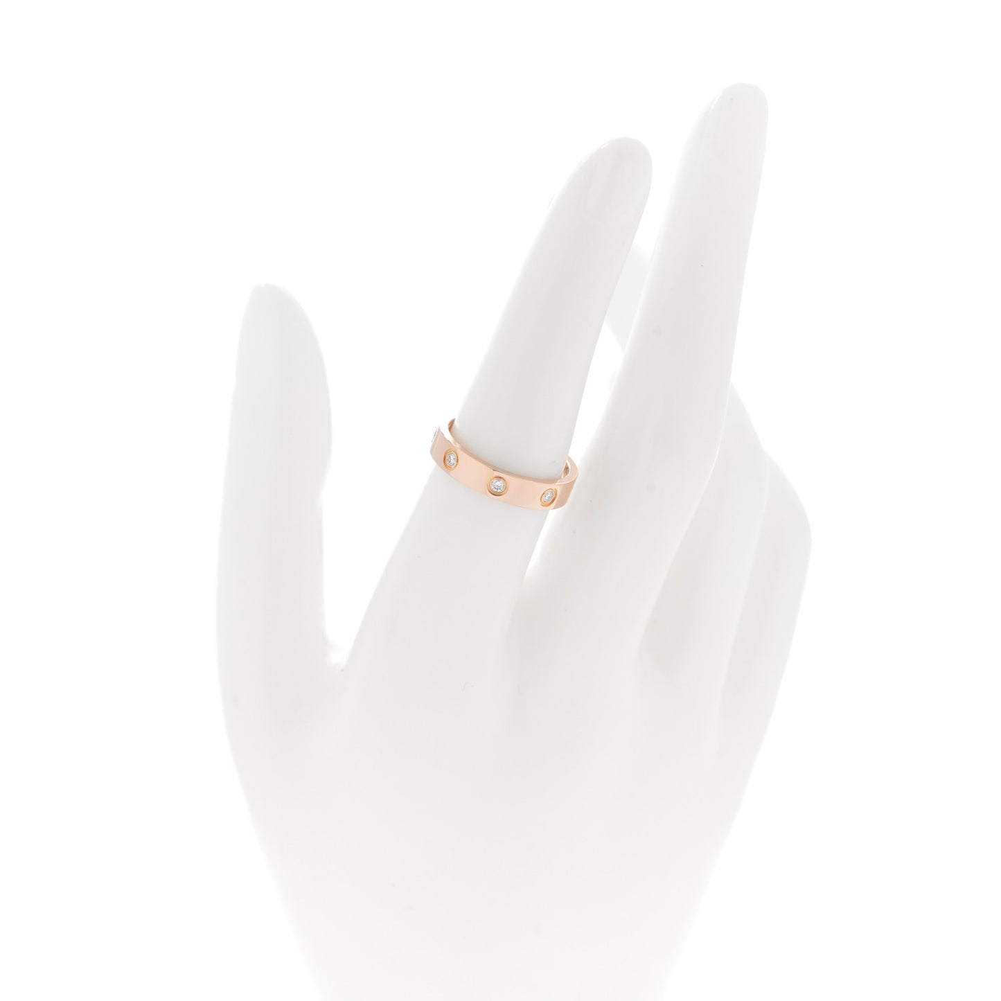 18K Pink Gold 8 Diamond 4mm LOVE Wedding Band Ring 53 6.5