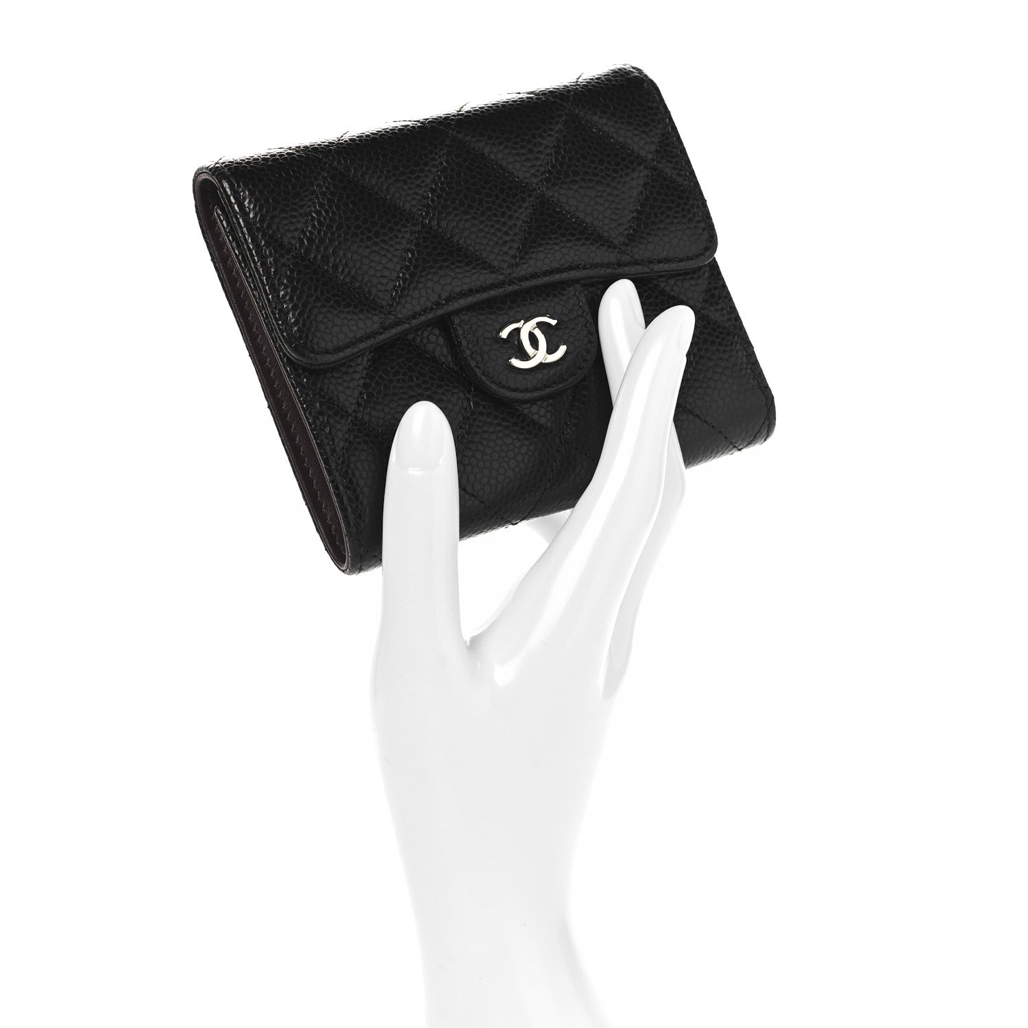 Chanel Caviar Quilted Compact Flap Wallet Black 2 of 8