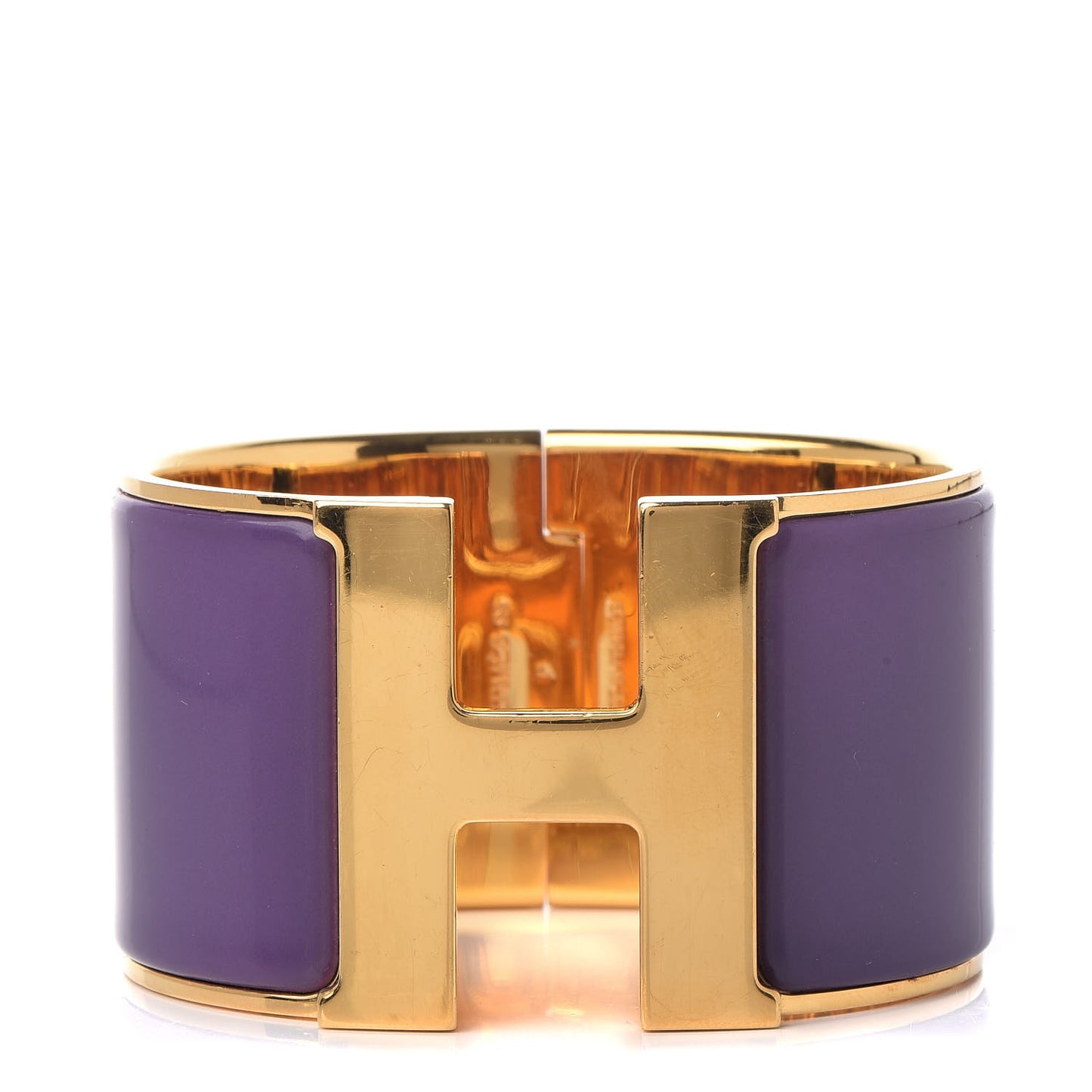 Enamel Extra Wide Clic Clac H Bracelet PM Pourpre