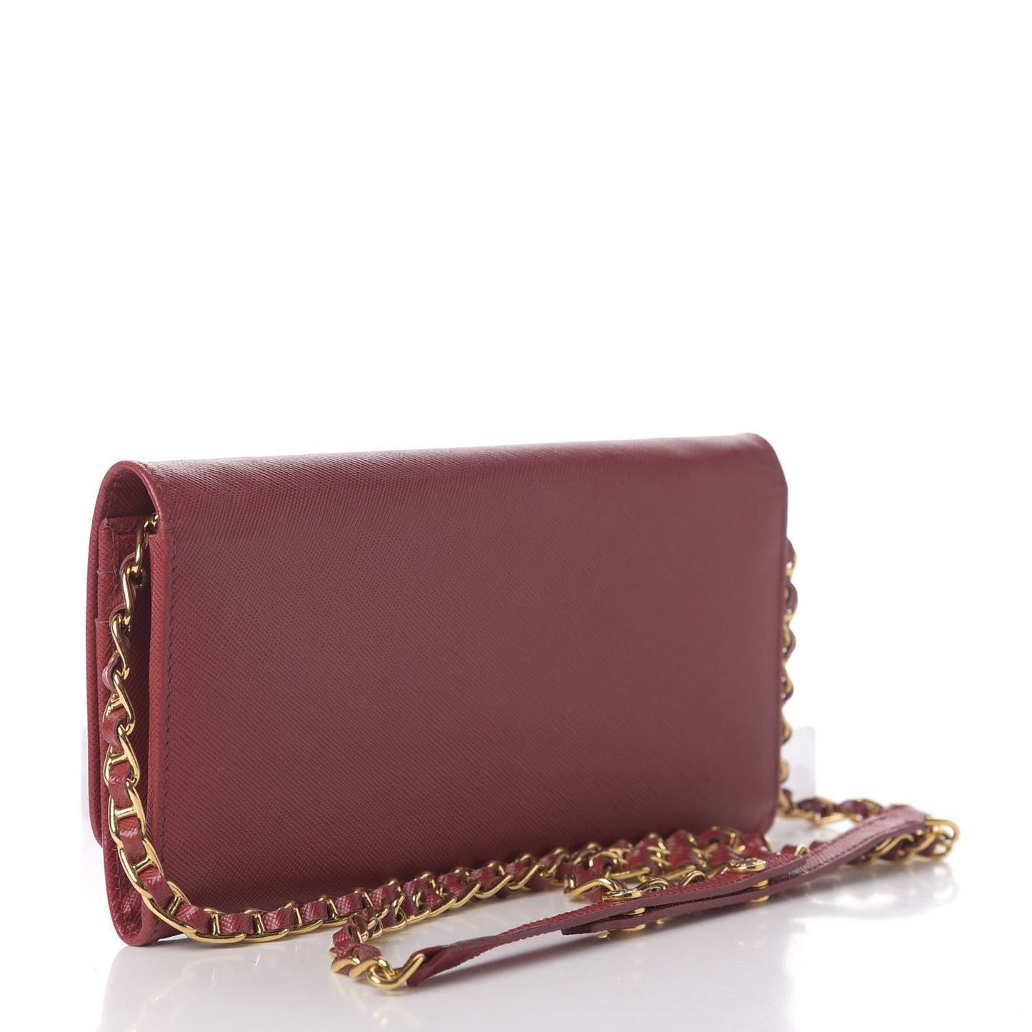 Saffiano Metal Oro Chain Wallet Fuoco