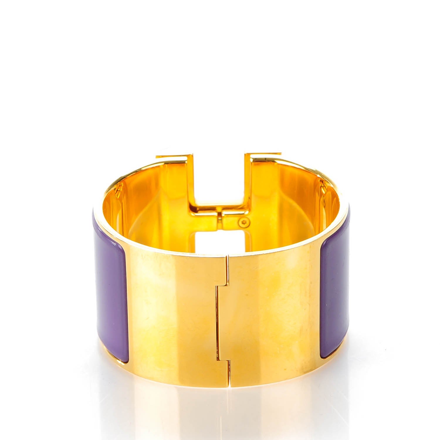 Hermes Enamel Extra Wide Clic Clac H Bracelet PM Pourpre 3 of 6