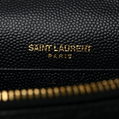 Saint Laurent Grain De Poudre Matelasse Chevron Monogram Envelope Chain Wallet Dark Smog 6 of 10