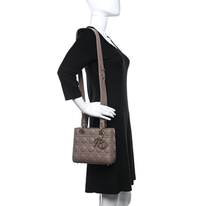 Christian Dior Lambskin Cannage Small My ABCDior Lady Dior Taupe 2 of 10