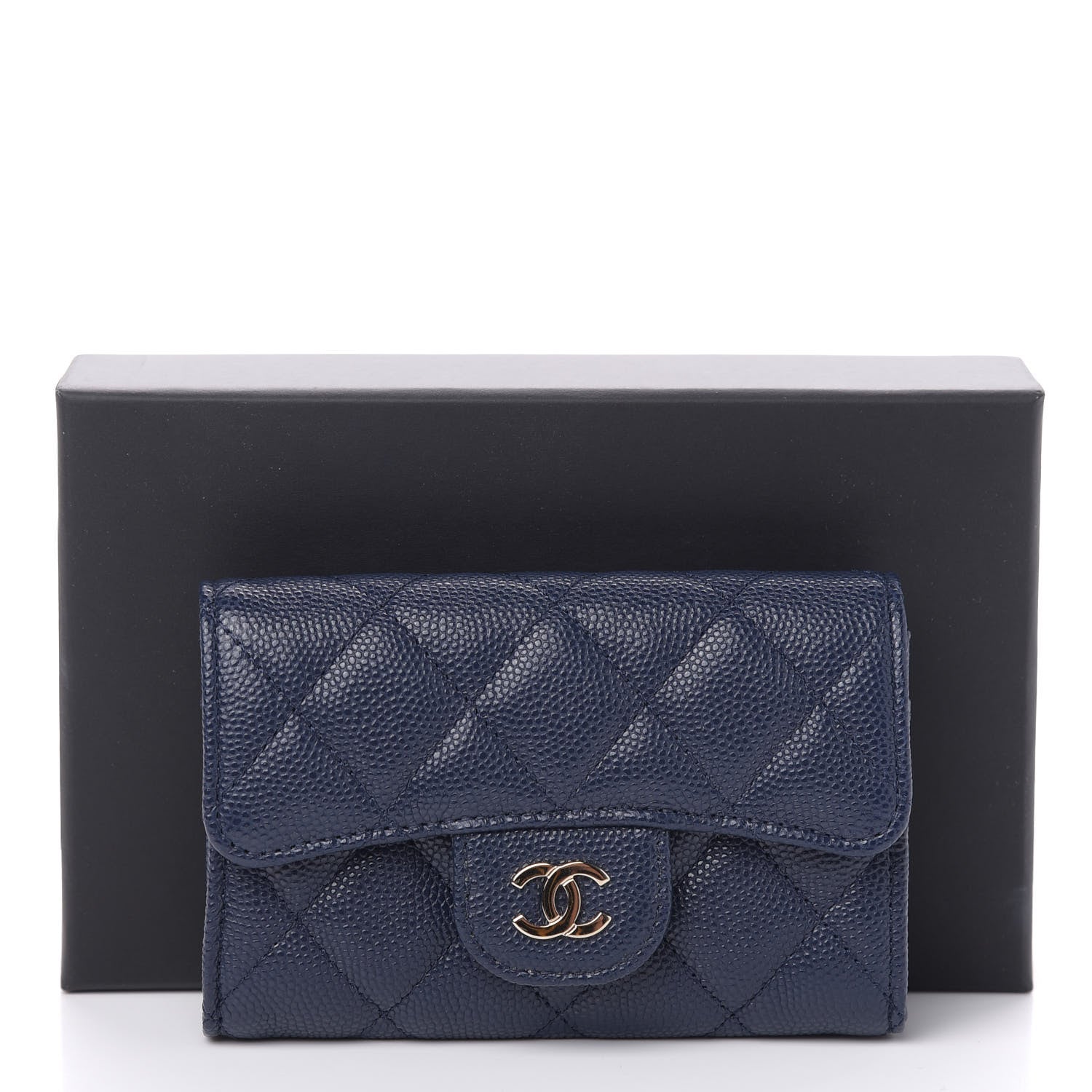 Chanel Iridescent Caviar Quilted Flap Card Holder Dark Blue 9 of 9
