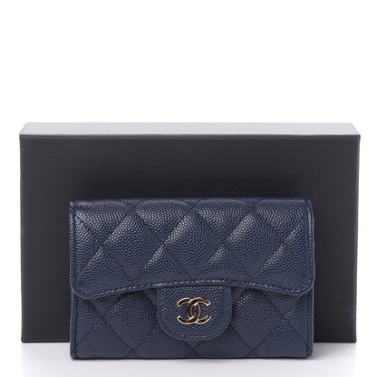 Chanel Iridescent Caviar Quilted Flap Card Holder Dark Blue 9 of 9