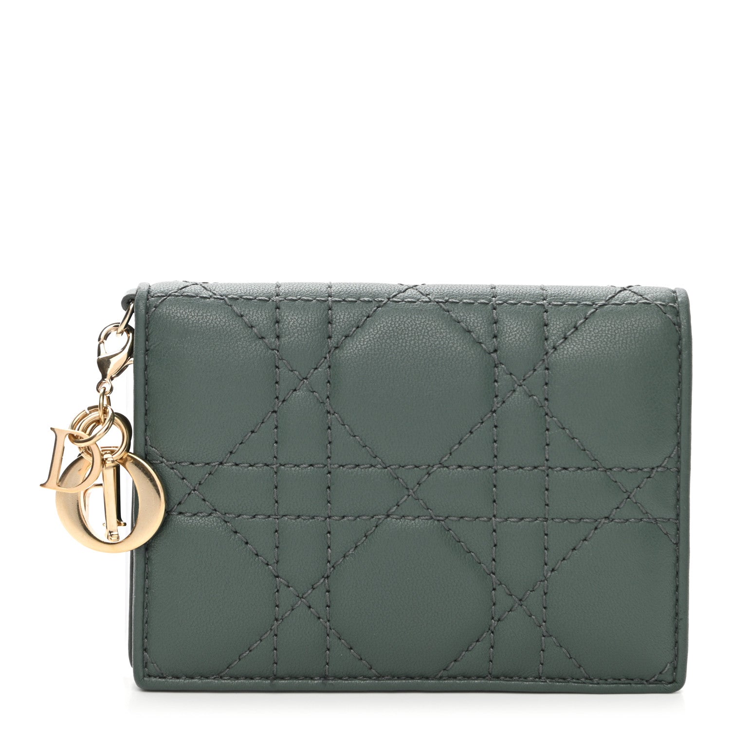 Christian Dior Lambskin Cannage Small Lady Dior Flap Card Holder Grey 1 of 7