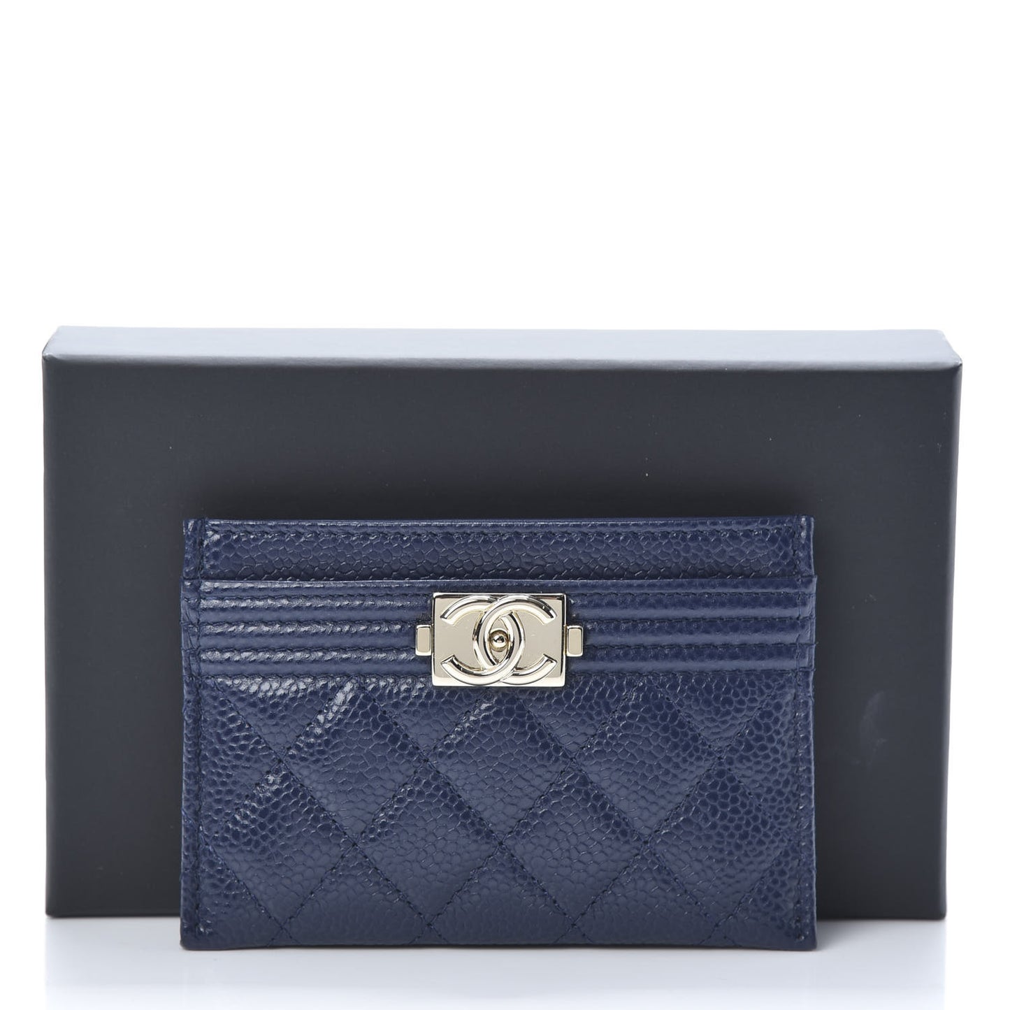 Caviar Quilted Boy Card Holder Blue