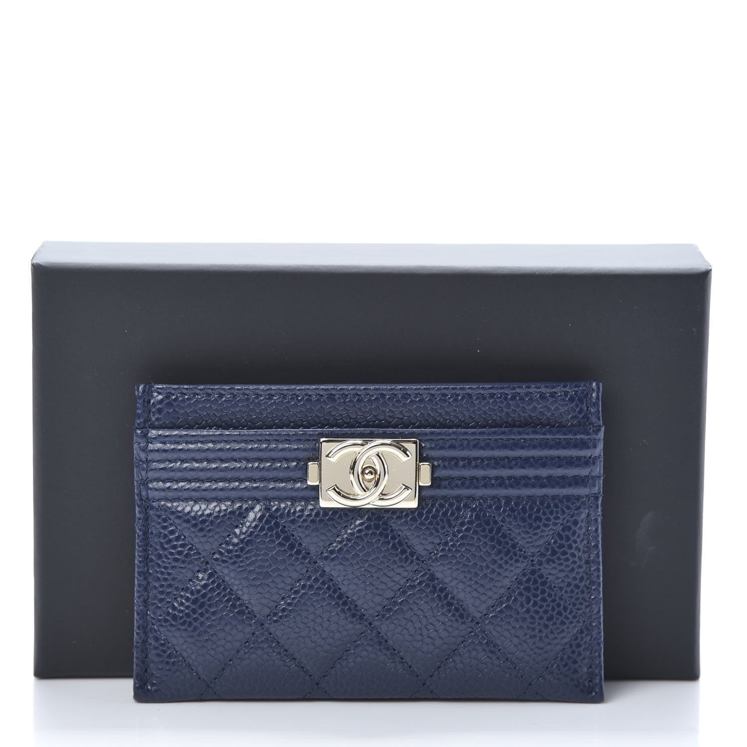 Chanel Caviar Quilted Boy Card Holder Blue 9 of 9