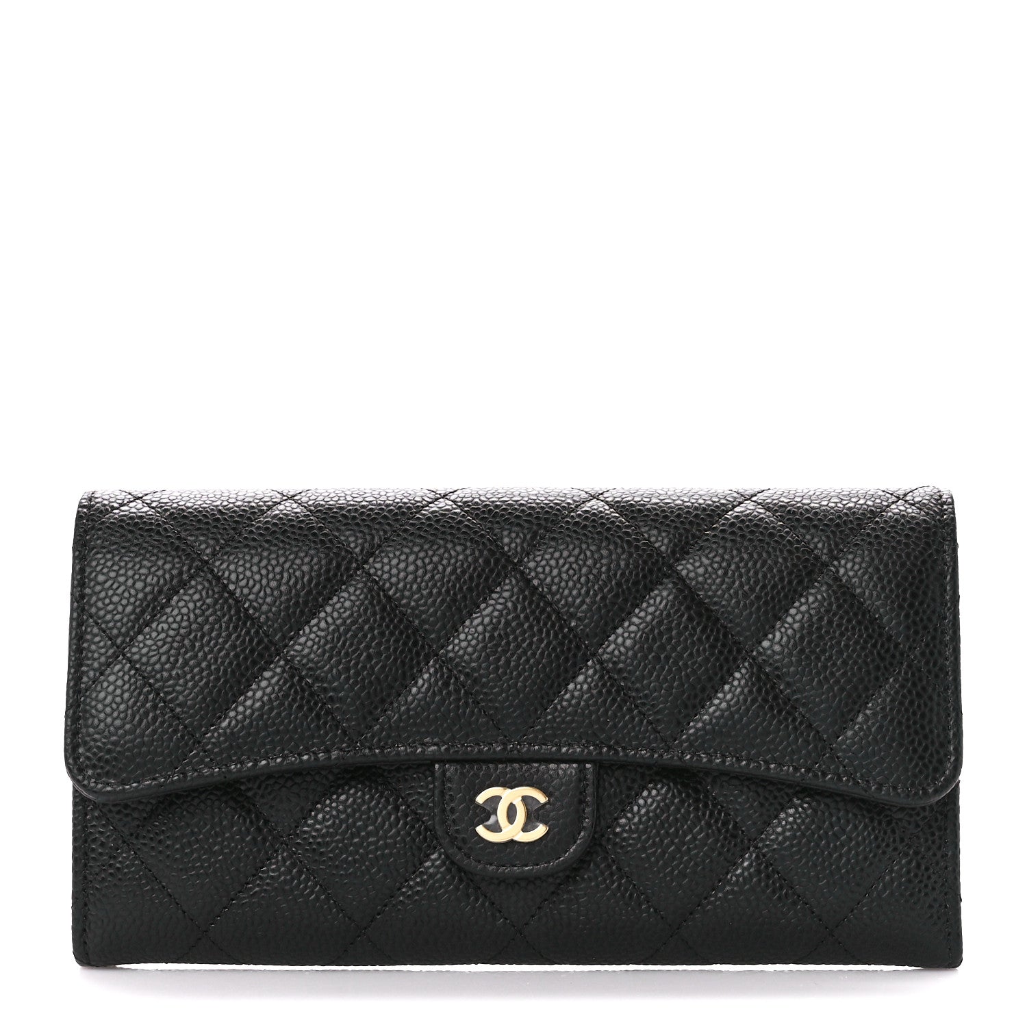 Chanel Caviar Quilted Large Gusset Flap Wallet Black 1 of 12