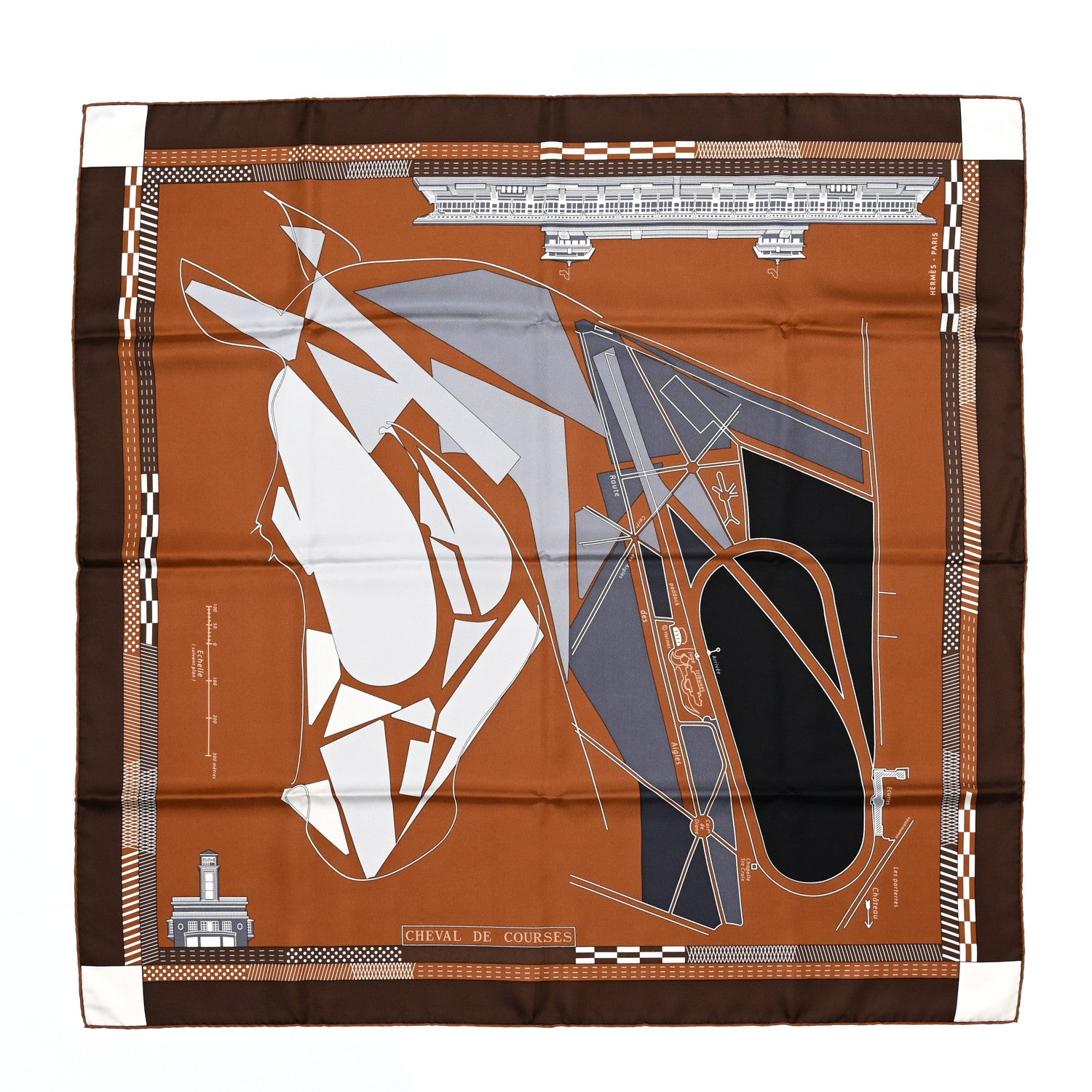 Hermes Silk Cheval De Courses Scarf 90 1 of 3