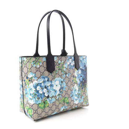 Gucci GG Supreme Monogram Blooms Small Reversible Tote Beige Blue Navy 3 of 16