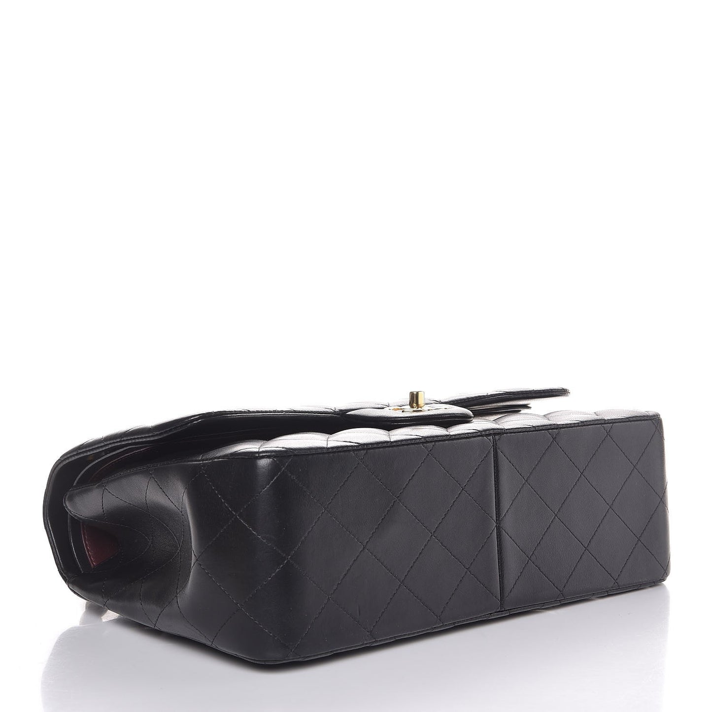 Lambskin Quilted Jumbo Double Flap Black