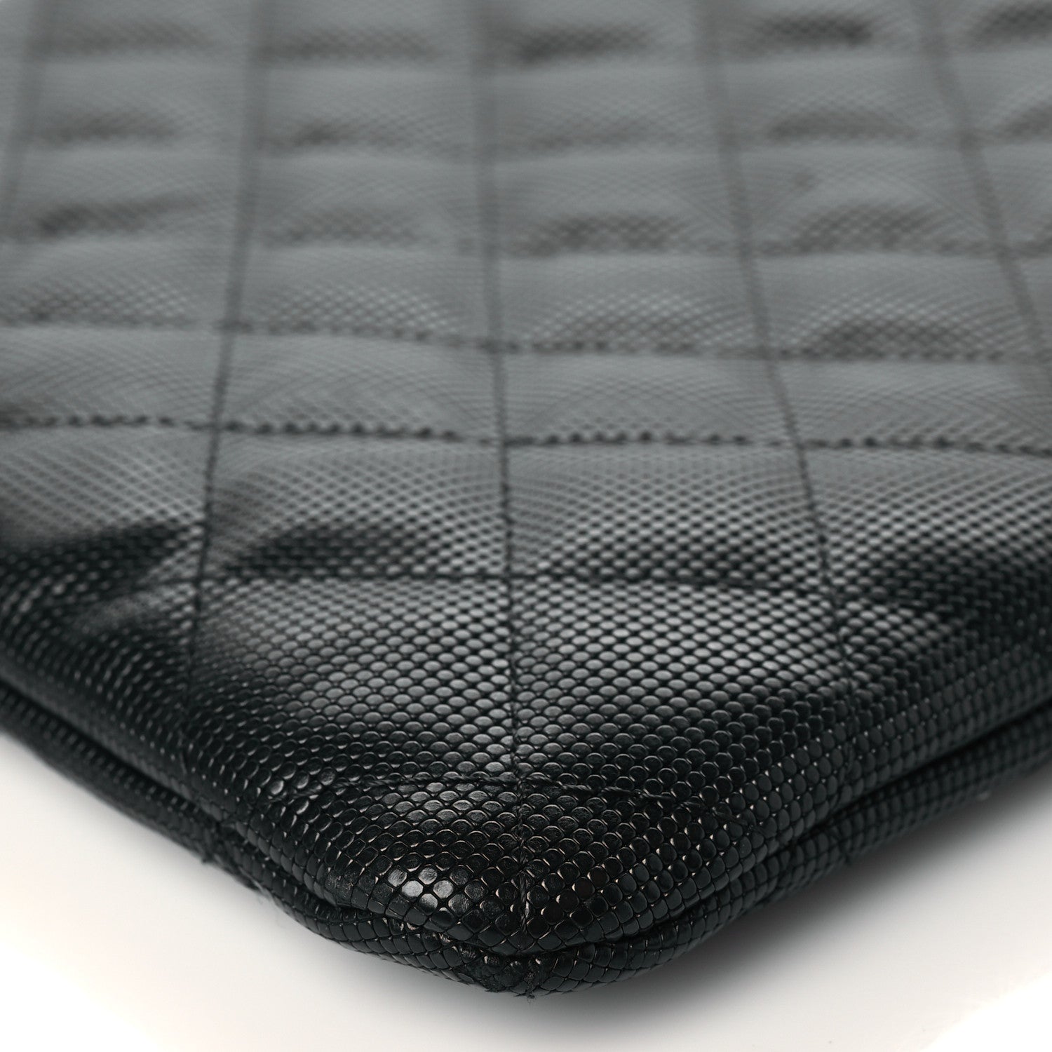Chanel Calfskin Quilted Pixel Effect Medium Cosmetic Case Black 9 of 10