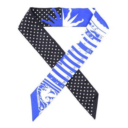 Hermes Silk Astrologie a Pois Twilly Bleu Royal Black White 1 of 4