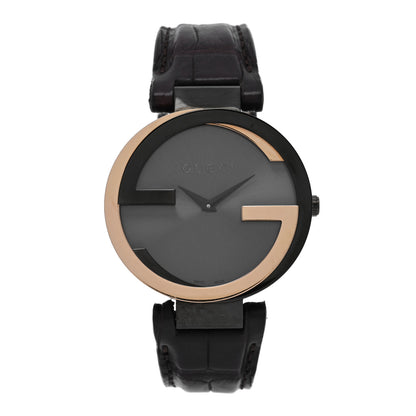 Gucci Stainless Steel Alligator 37mm Interlocking G Quartz Watch Black 1 of 5