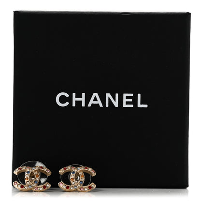 Chanel Crystal Over The Rainbow CC Earrings Gold Multicolor 5 of 5