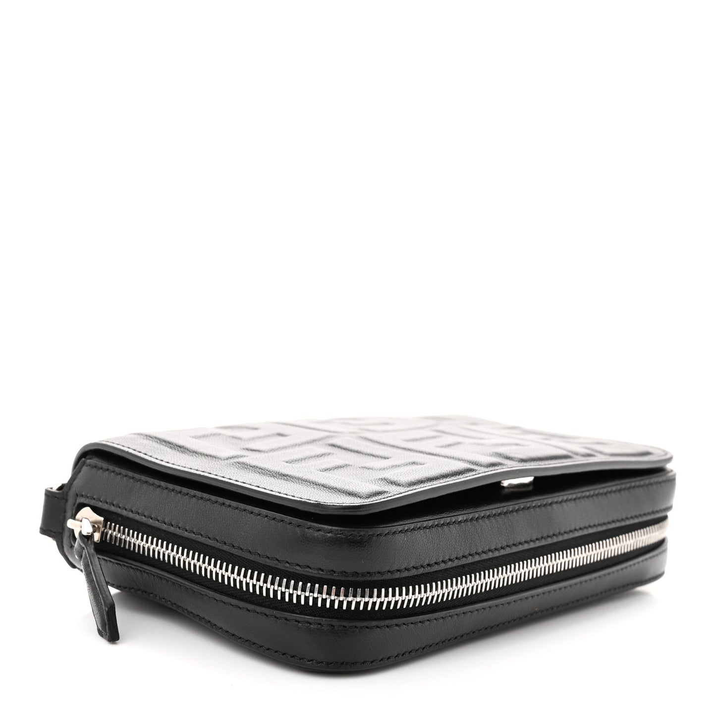 Nappa FF 1974 Embossed Mini Expandable Flap Bag Black