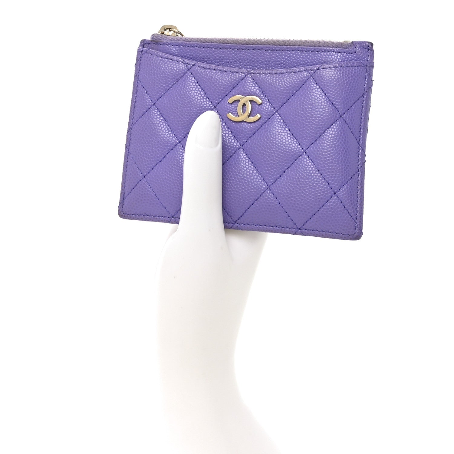 Chanel Caviar Quilted CC Zip Card Holder Purple 1756573 – FASHIONPHILE
