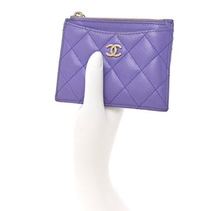 Chanel Caviar Quilted CC Zip Card Holder Purple 2 of 9