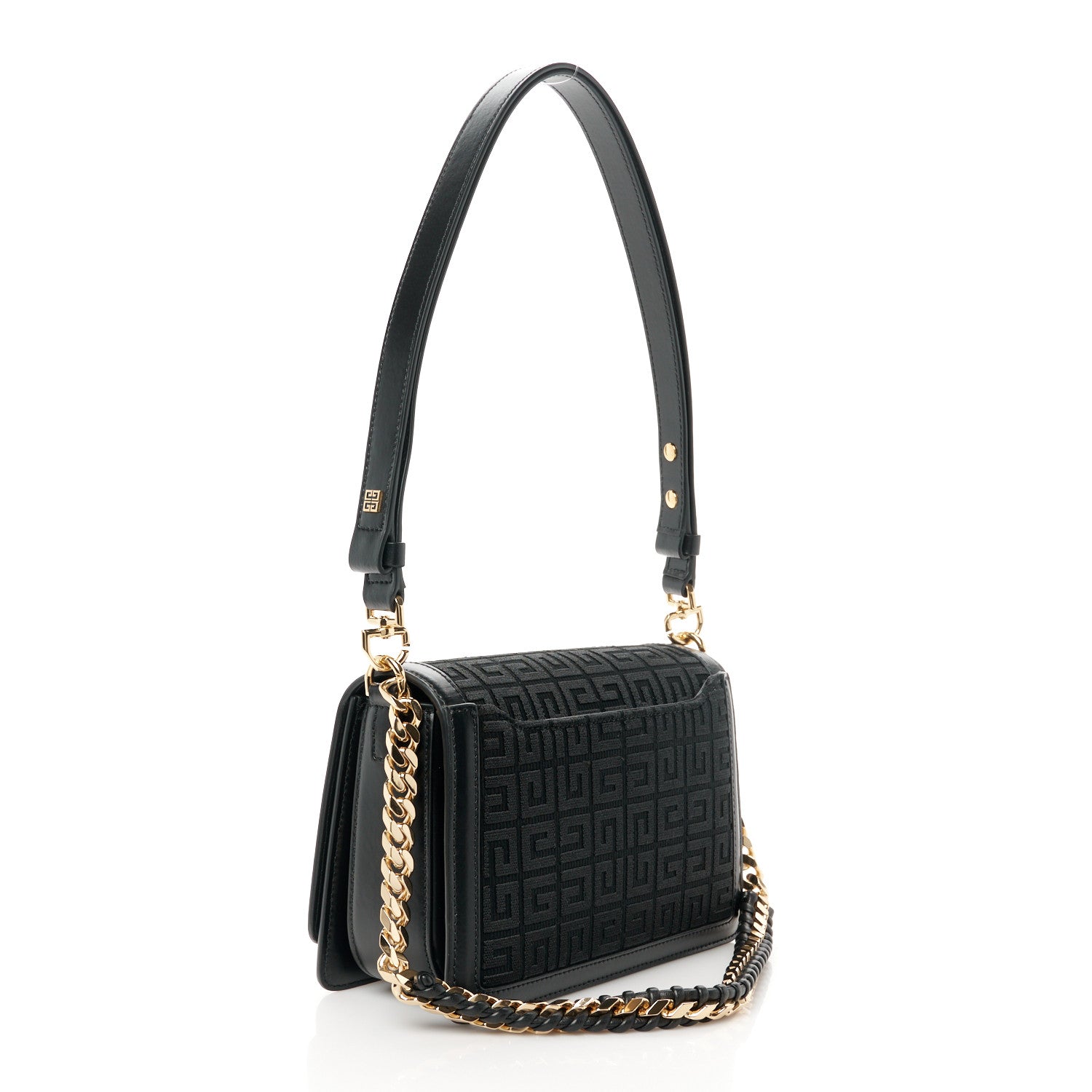 Givenchy Canvas Embroidered Medium 4G Woven Chain Shoulder Bag Black 3 of 12