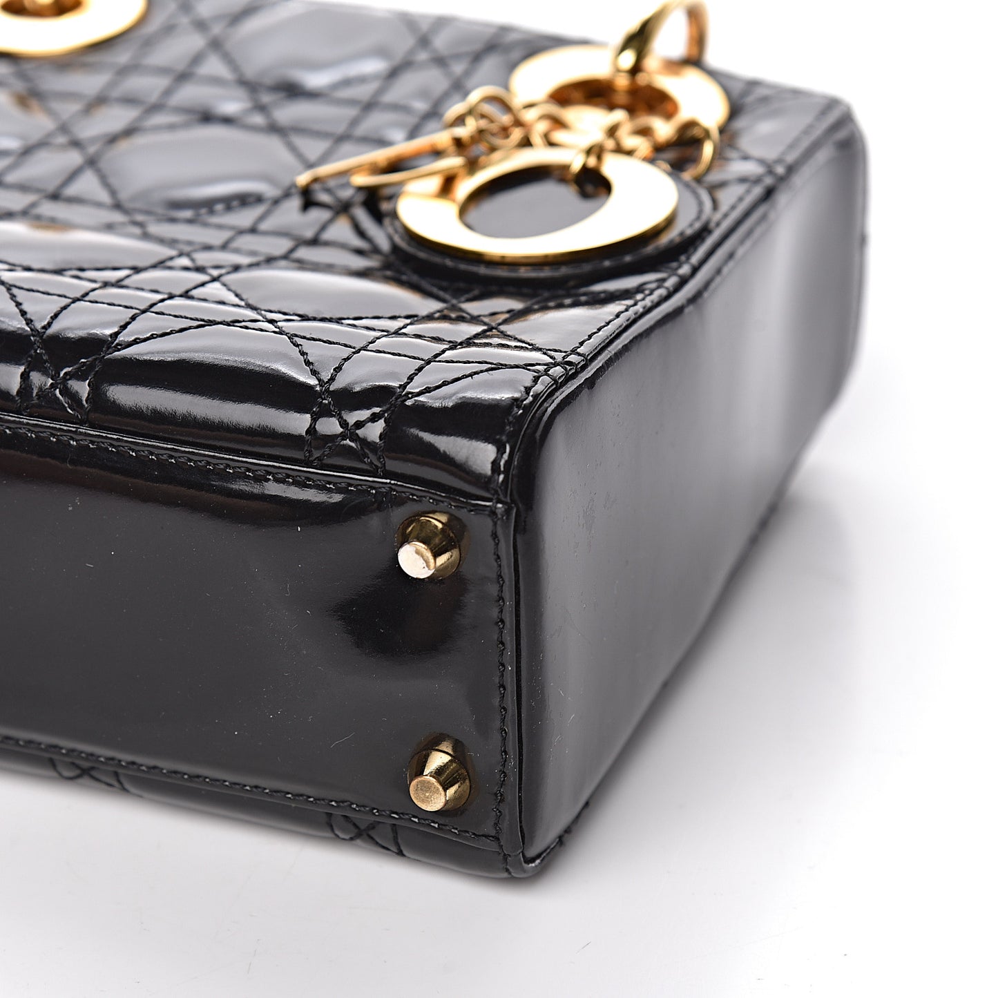 Patent Cannage Mini Lady Dior Black