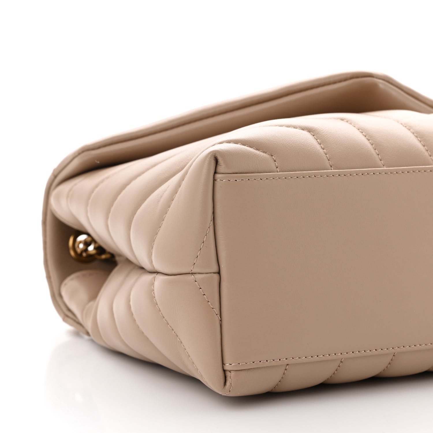 Saint Laurent Calfskin Y Quilted Monogram Small Loulou Chain Satchel Dark Beige 10 of 11