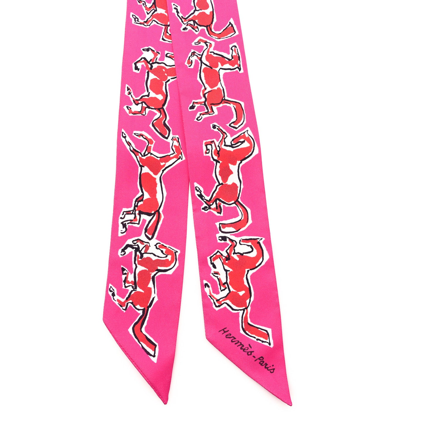 Silk Chevaux En Liberte Twilly Rose Indien Rouge White