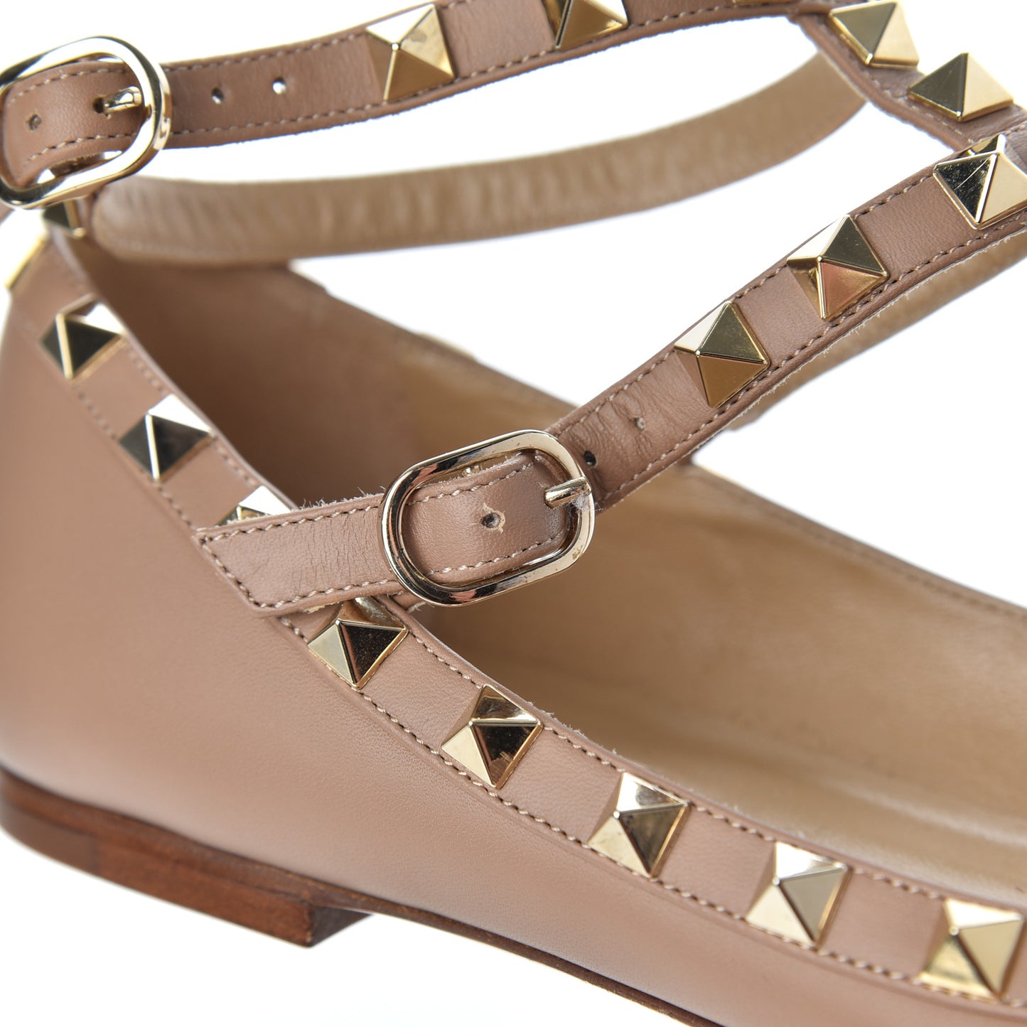 Nappa Rockstud Cage Flats 37 Beige