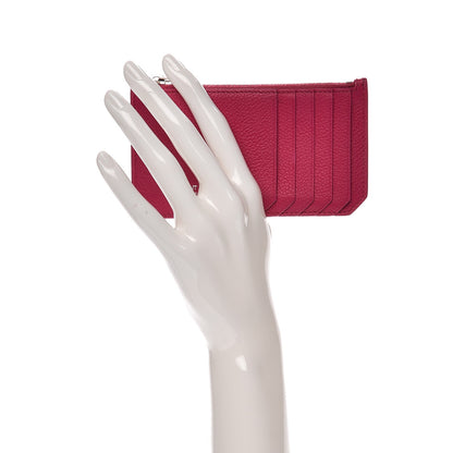 Saint Laurent Grained Calfskin 5 Fragments Zip Pouch Card Holder Bubblegum 2 of 8