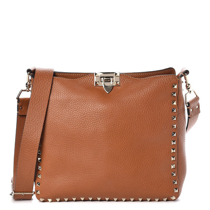 Valentino Garavani Pebbled Calfskin Small Rockstud Flip-Lock Messenger Bag Light Cuir 1 of 6