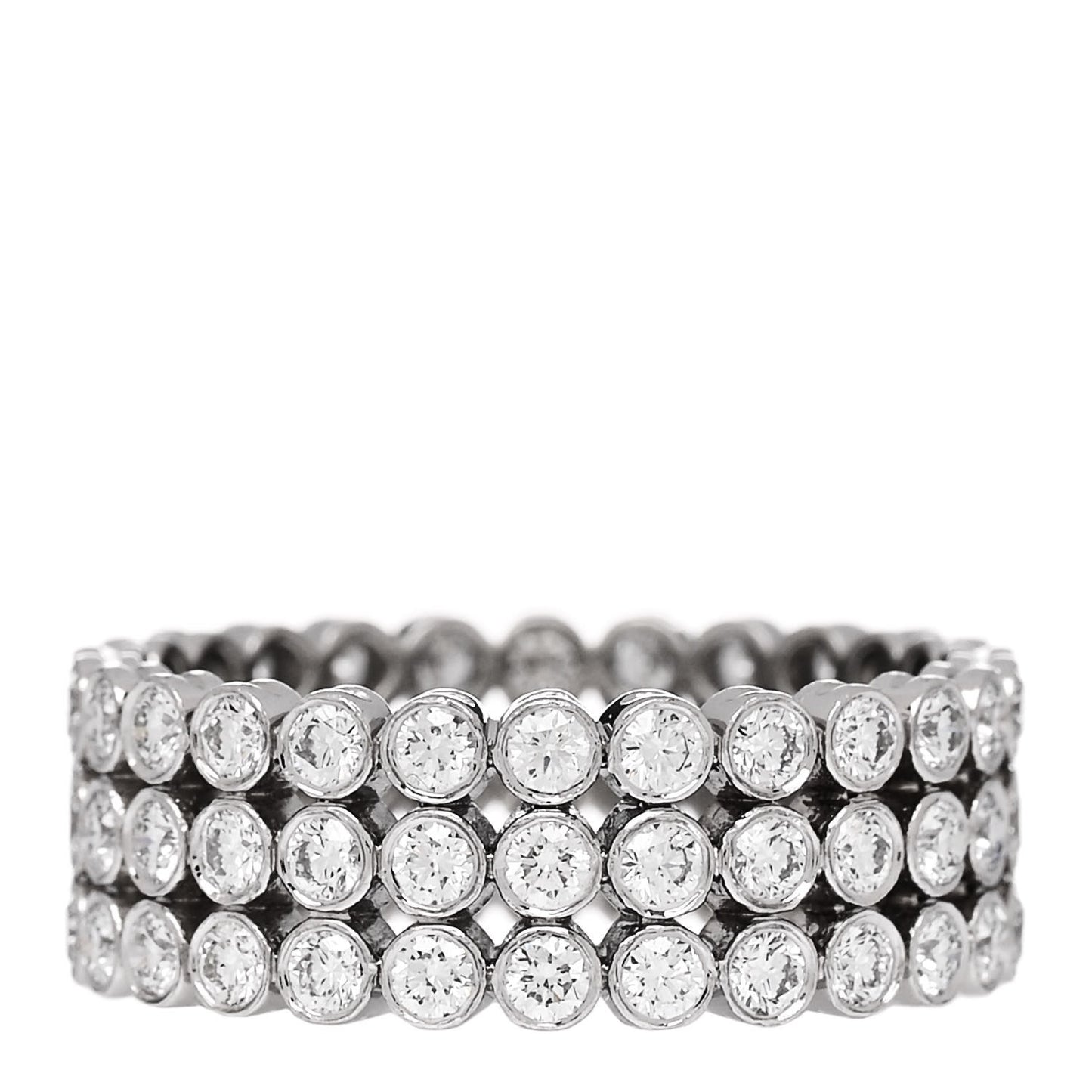 Platinum Diamond Jazz Three-Row Band Ring 51 5.75