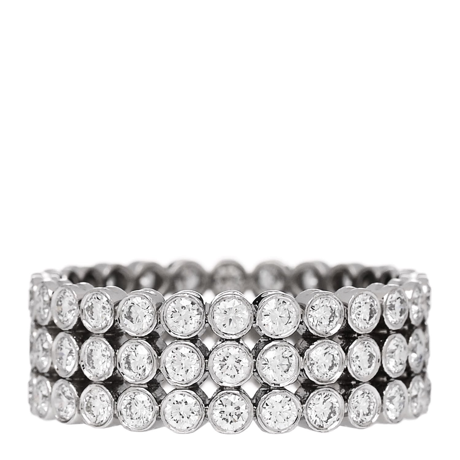 Tiffany Platinum Diamond Jazz Three-Row Band Ring 51 5.75 1 of 4