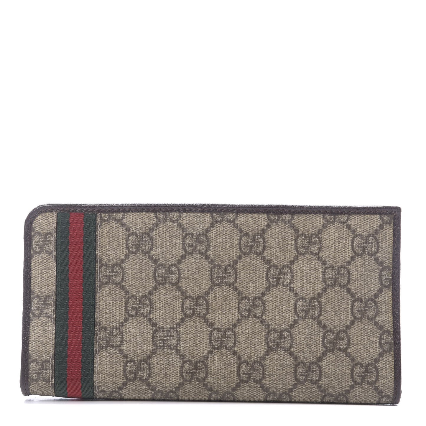 GG Supreme Monogram Web Zip Around Wallet Brown