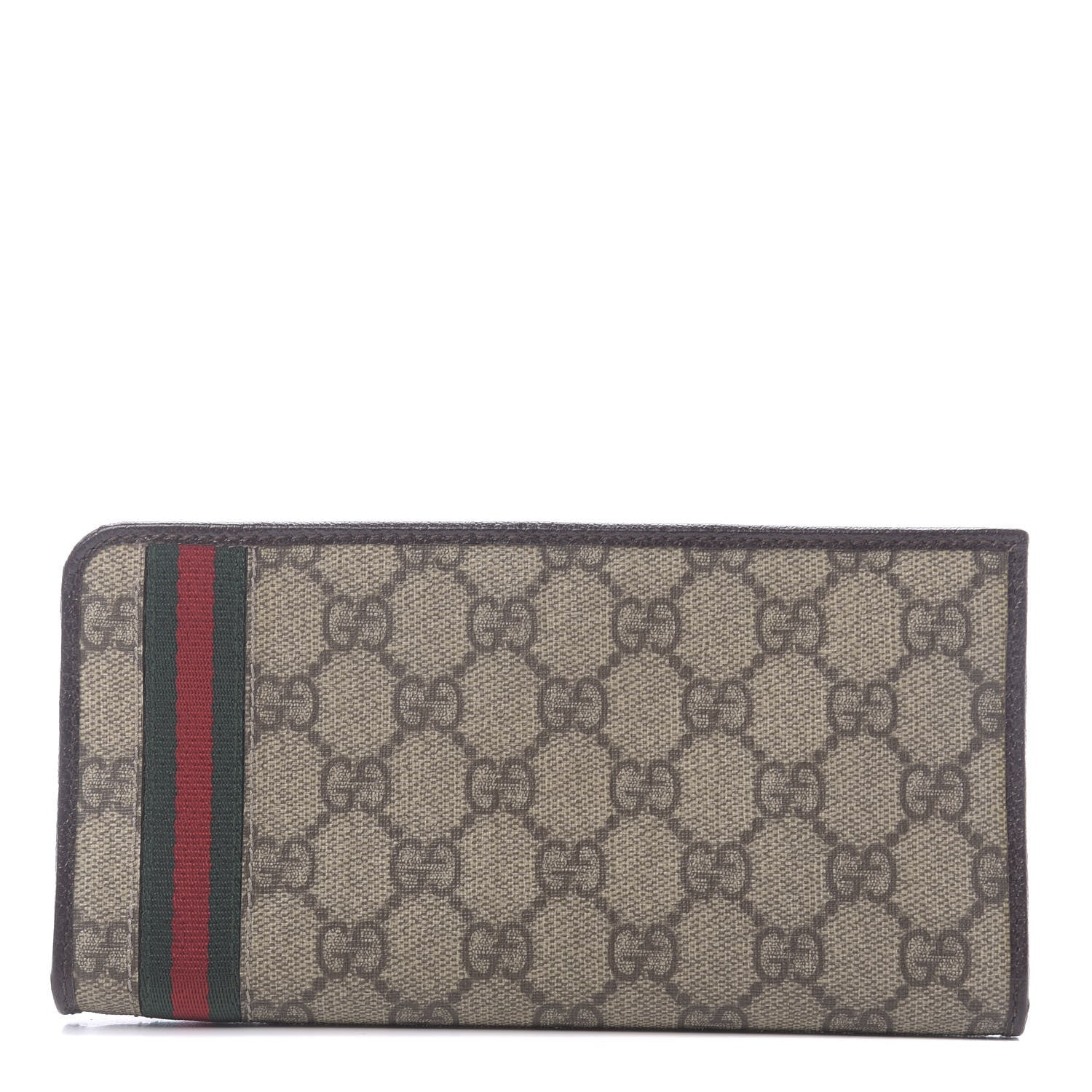 Gucci GG Supreme Monogram Web Zip Around Wallet Brown 2 of 10