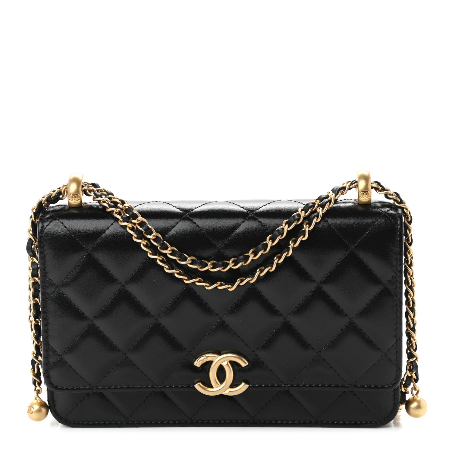 Chanel Calfskin Quilted Perfect Fit Wallet On Chain WOC Black 1 of 9