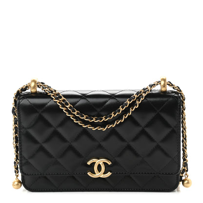 Chanel Calfskin Quilted Perfect Fit Wallet On Chain WOC Black 1 of 9
