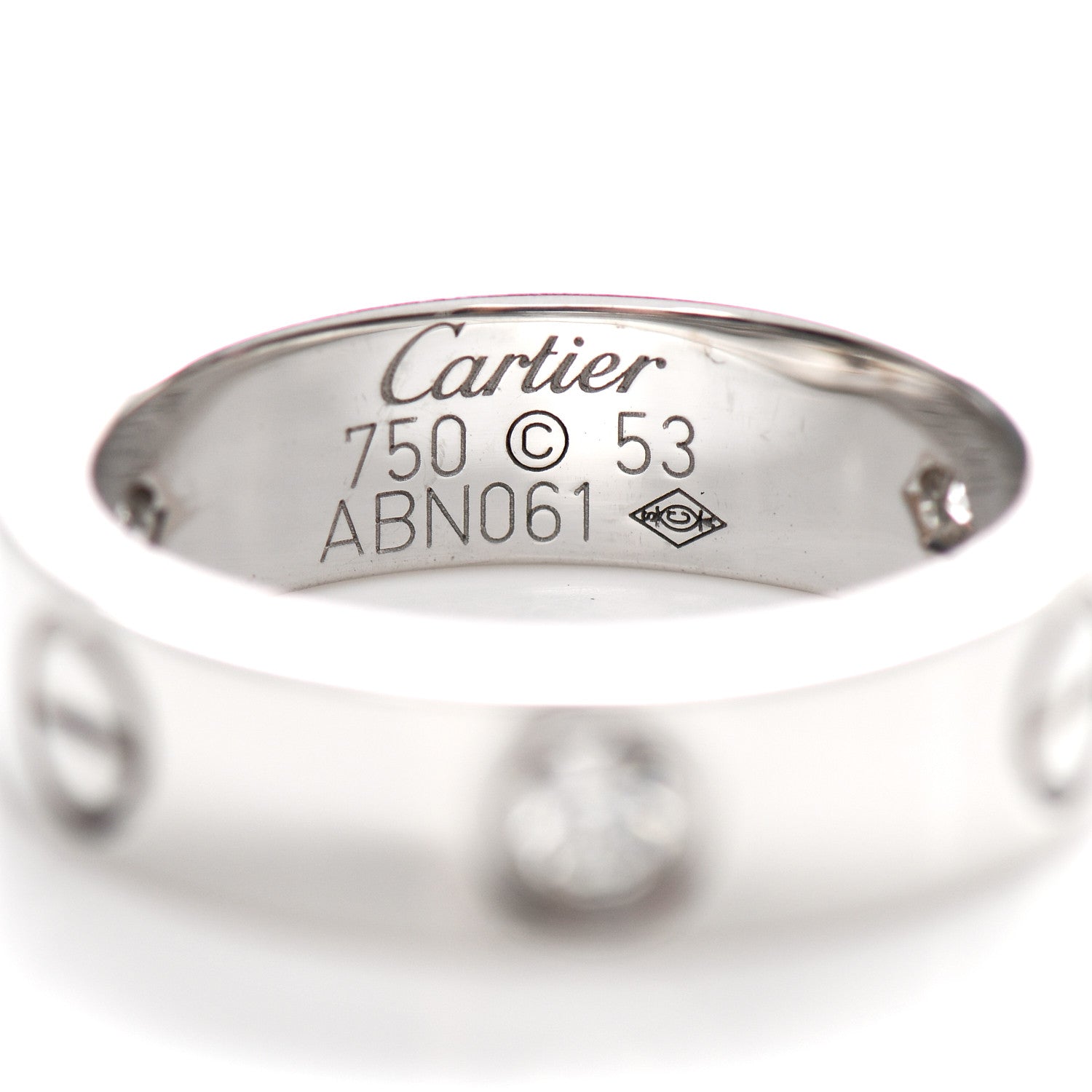 Cartier 18K White Gold 3 Diamond 5.5mm LOVE Ring 53 6.5 4 of 4