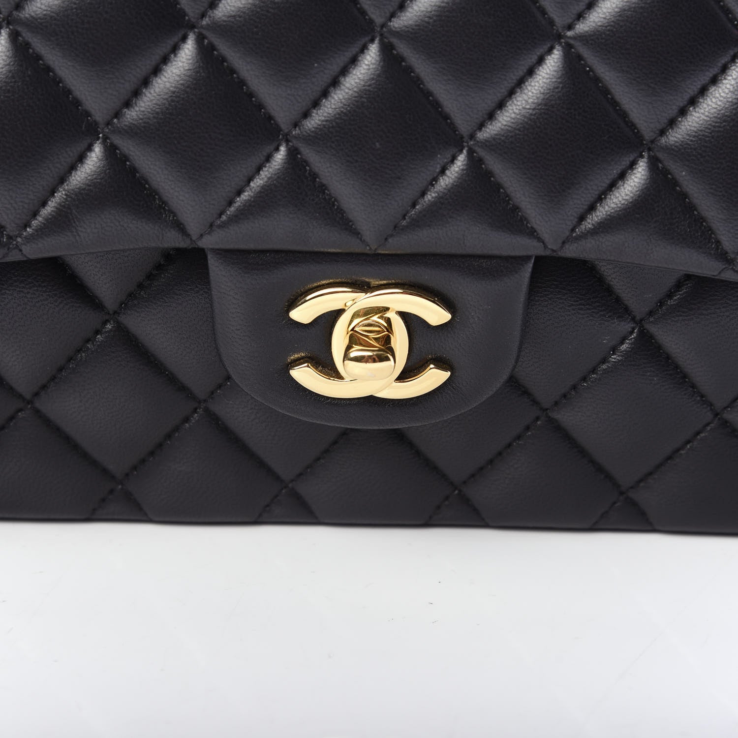Chanel Lambskin Quilted Medium Double Flap Black 12 of 13