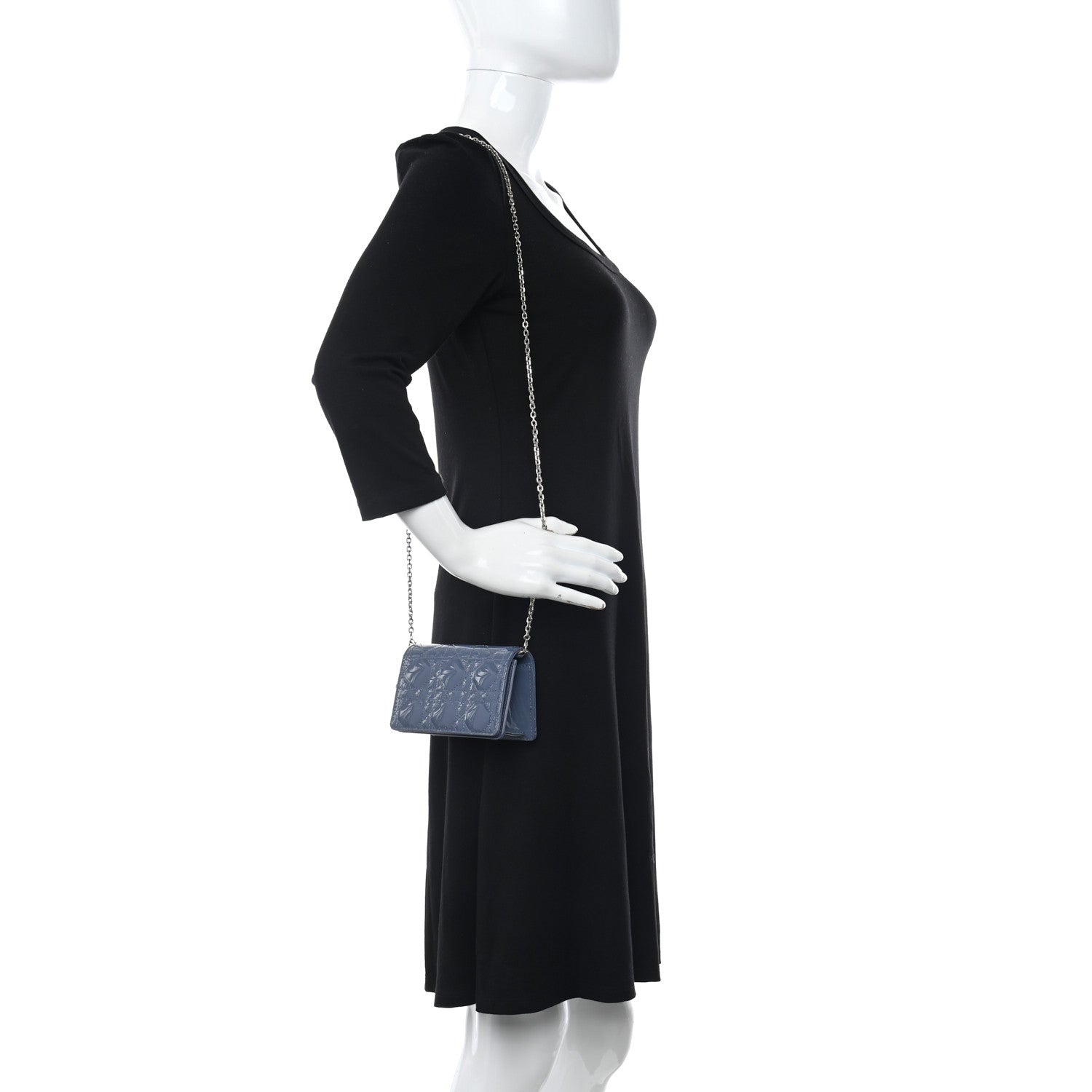 Christian Dior Patent Cannage Nano Lady Dior Pouch Cloud Blue 2 of 9