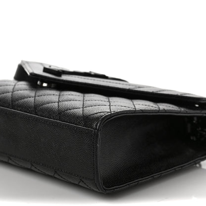 Saint Laurent Grain De Poudre Textured Mixed Matelasse Triquilt Medium Monogram Satchel Black 8 of 9