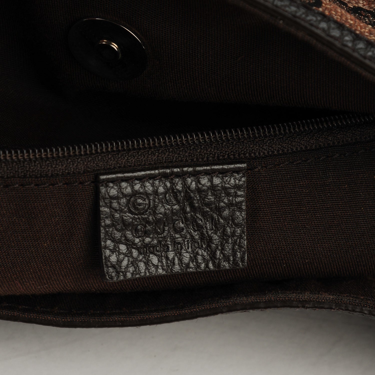 Gucci Monogram Denim Full Moon Tote Dark Brown 6 of 11